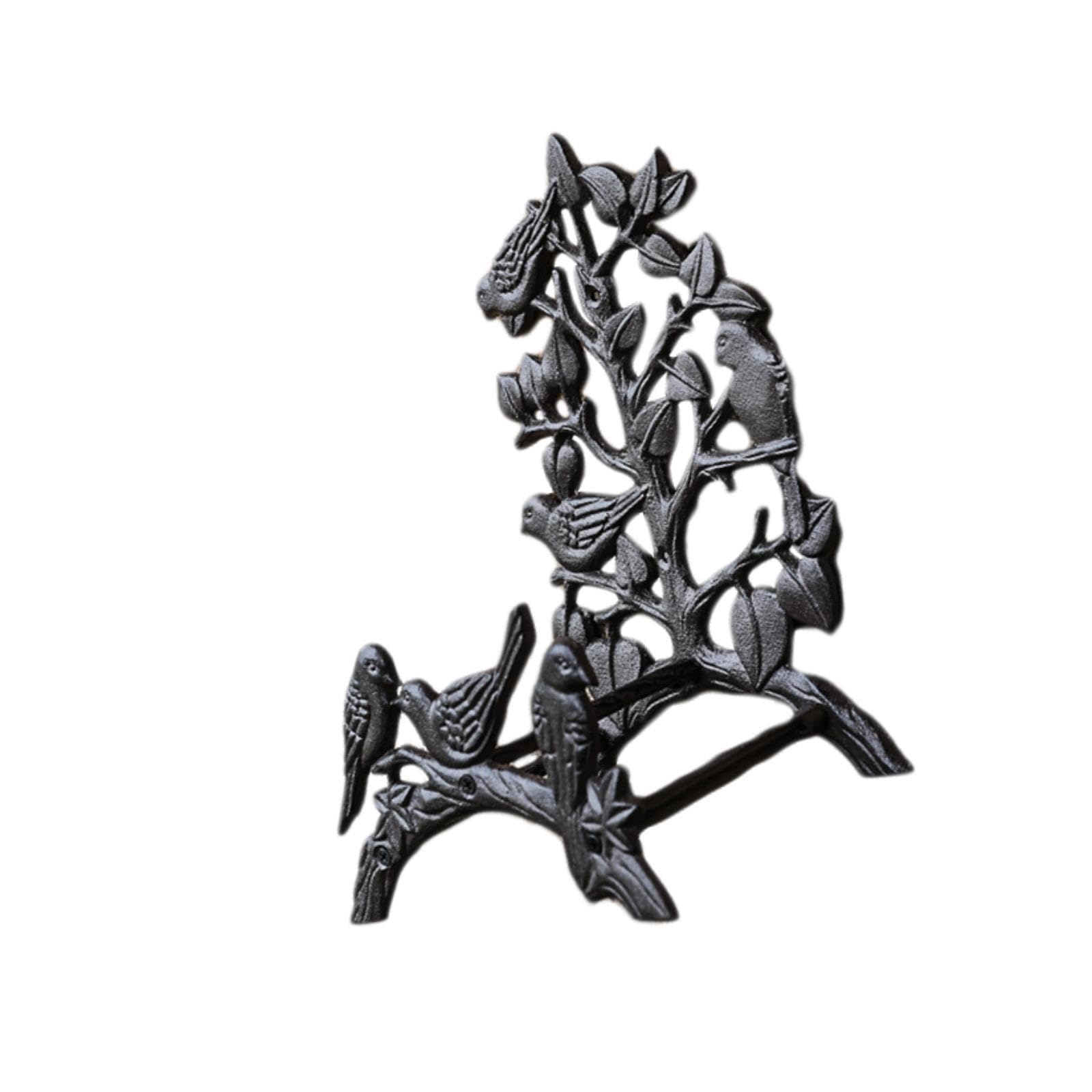 Quxvuis Black Durable Wall Mounted H Holder Water Hanger Decor For Balconies Terraces Courtyards Unique Painted Pattern Adds Bit Of Warmth And Vigor, 3 Bird