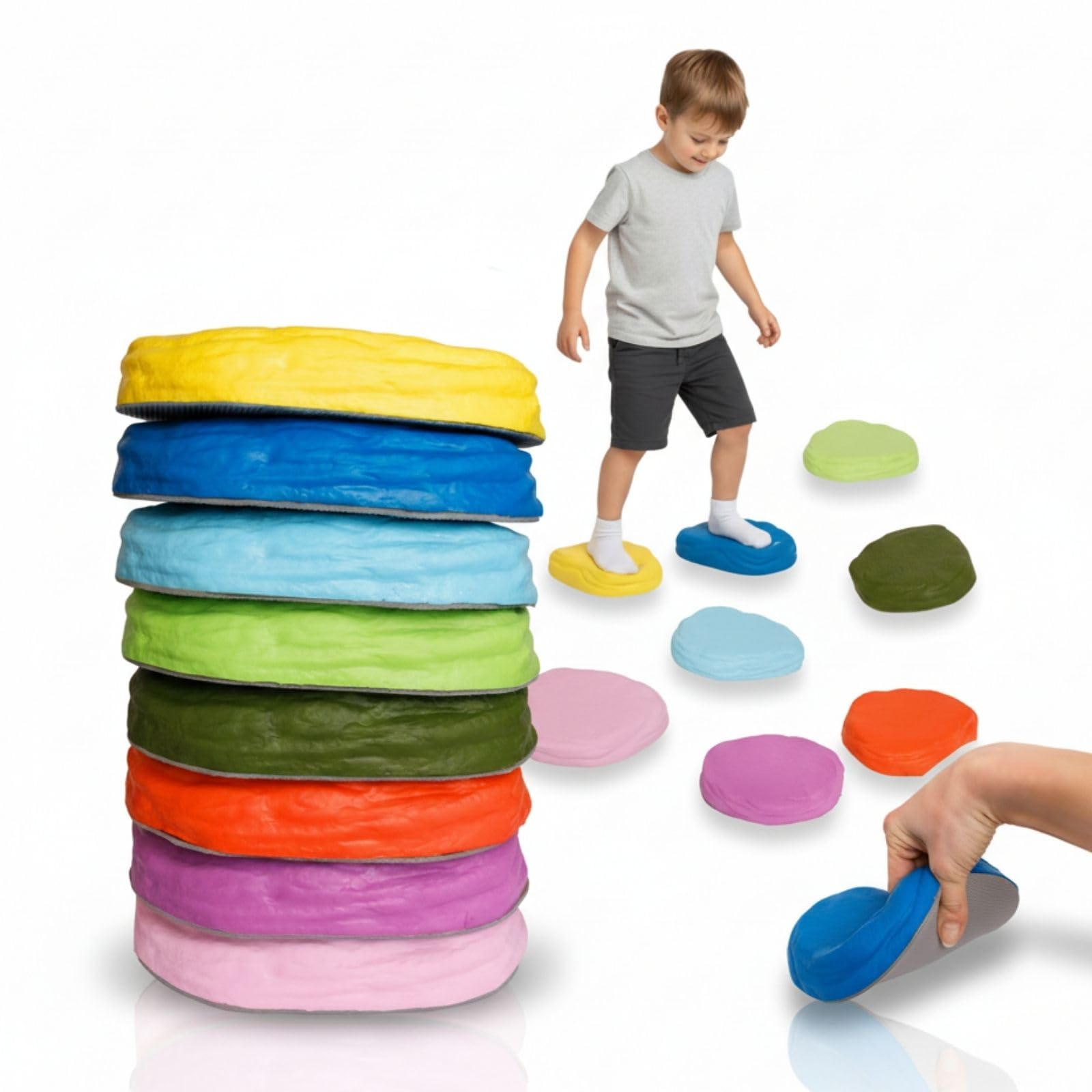 alldoro 60800 Soft-Balanciersteine – 8 flexible PU-Schaumstoff-Steine, 18 × 15 cm, rutschfest