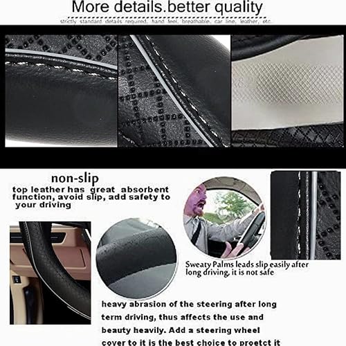 Miniatura 4 de Funda universal para volante de automóvil, funda de cuero antideslizante, protector de volante de estilo deportivo, accesorios interiores de