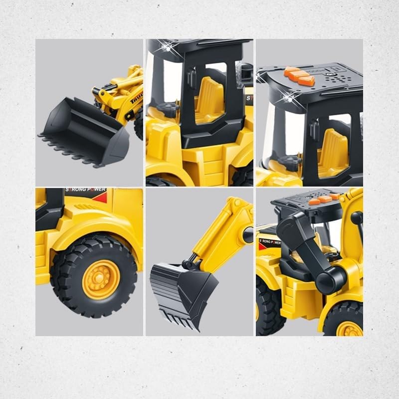 KRIREEN Big Excavator Toys for Boys Construction Truck Toys Friction Powered Loader, Excavator Toy with Simulated Lights, Truck Model Construction Toys for Kids 3+Years Old Boys and Girls,(Pack of 1) 2