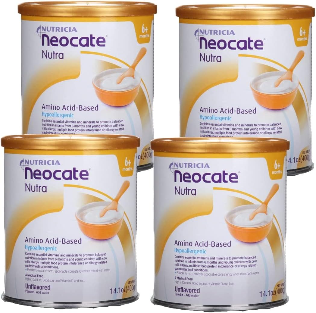 Neocate Nutra - Amino Acid-Based Hypoallergenic Solid Food - 14.1 Oz Can (Pack of 4)