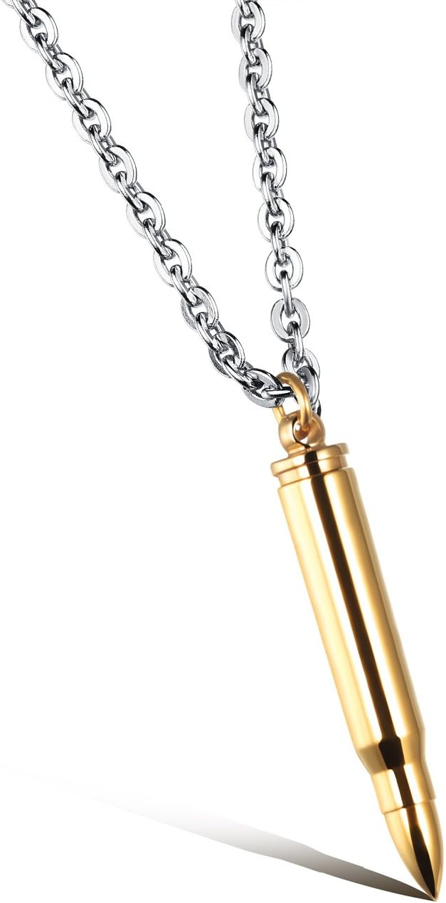 Vanski 3PCS Personalized Stainless Steel Bullet Urn Necklace Keepsake Memorial Ashes Urn Necklaces for Men