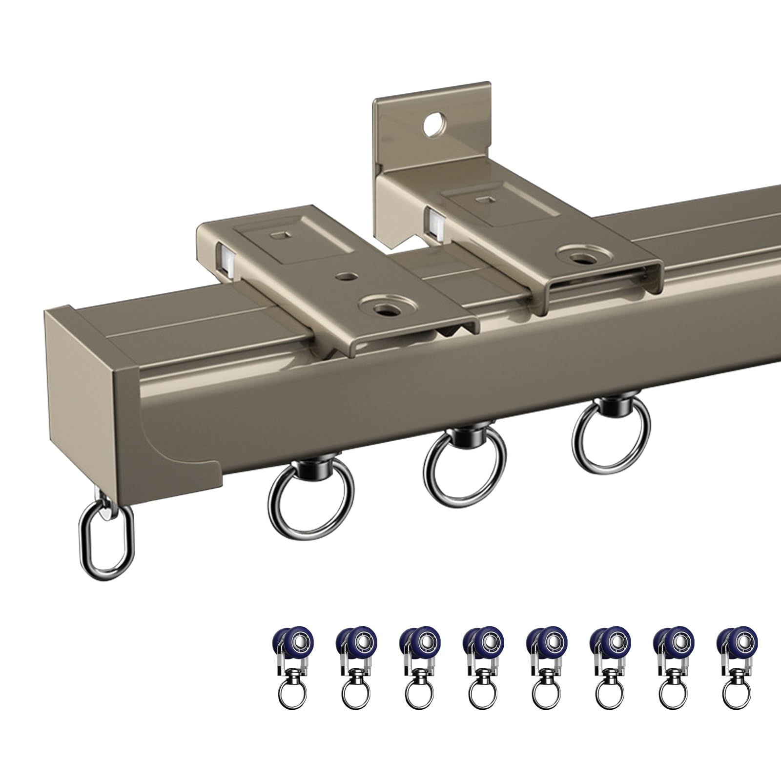 Riel de aluminio resistente de 360 cm con deslizamiento suave y montaje premium