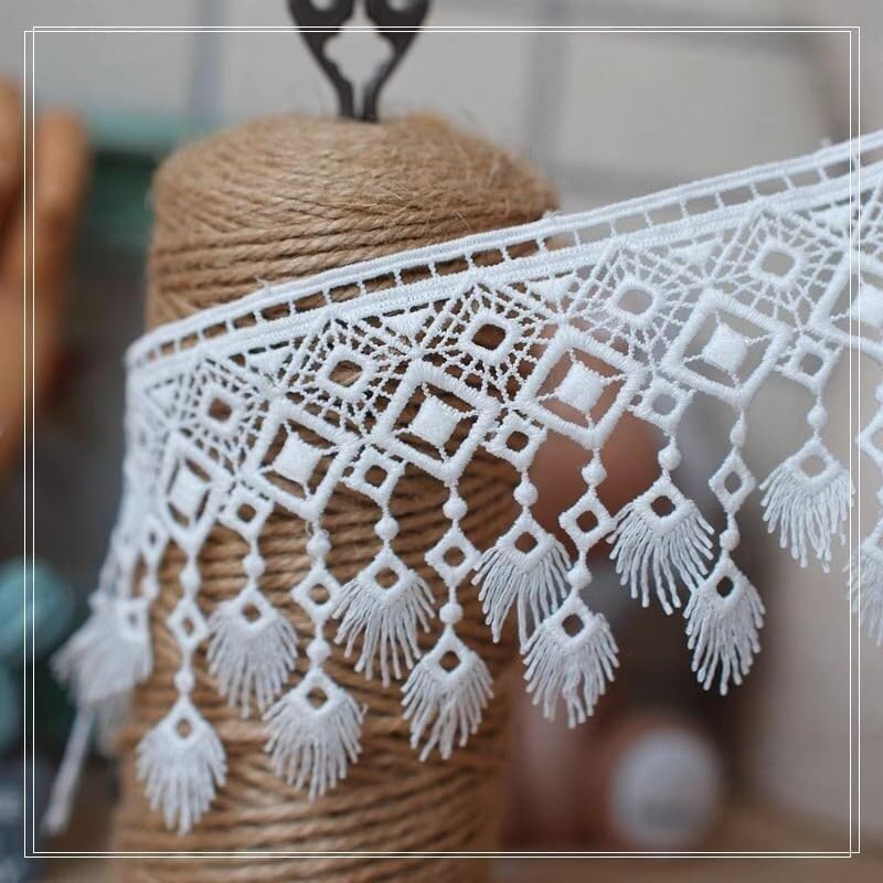 Garniture à franges en dentelle brodée de 5 mètres