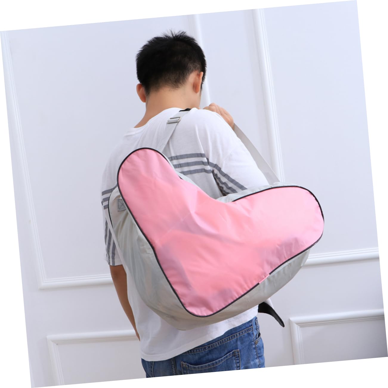 Borsa Portaoggetti Triangolare per Roller Skates e Ice Skates 2 Pezzi | Tessuto Oxford Rosa, Design Portatile Riutilizzabile, Facile da Pulire