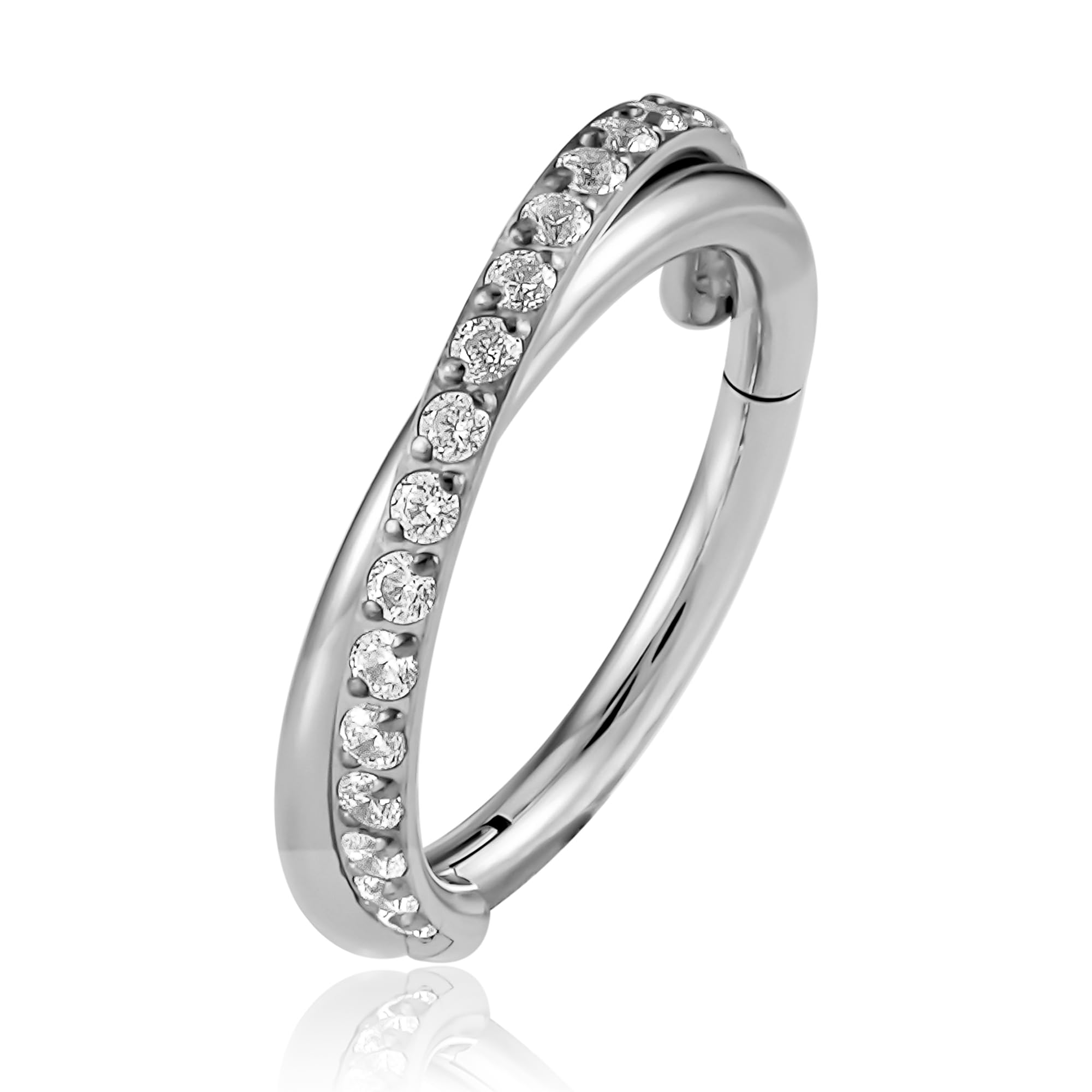 FINE4U Cartilage Earring Hoop for Conch Helix 16G 8mm 10mm 12mm, ASTM F136 Titanium Piercing jewelry for Women & Men, Body Implant Grade Nose Rings,