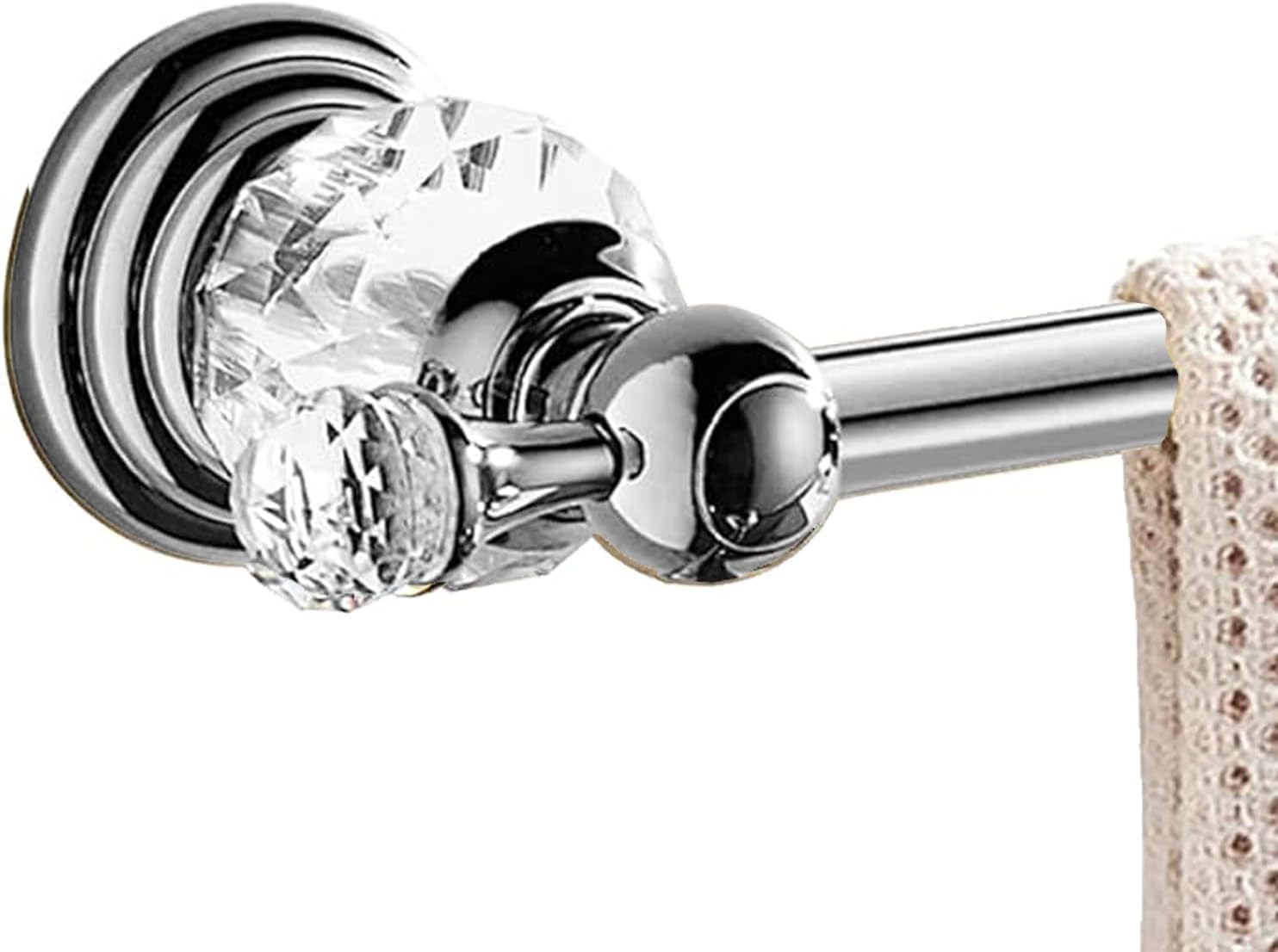 Bathroom Silver Towel Bar, Adjustable Crystal Towel Holder, 24 Inch Towel Racks for Bathroom Wall Mounted, Modern Home Towel Rod, Silver Bathroom Towel Racks Single Bar