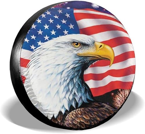 Jackmen Cubierta de neumático de repuesto, bandera de águila americana, de poliéster, universal, impermeable, protección contra la corrosión, para
