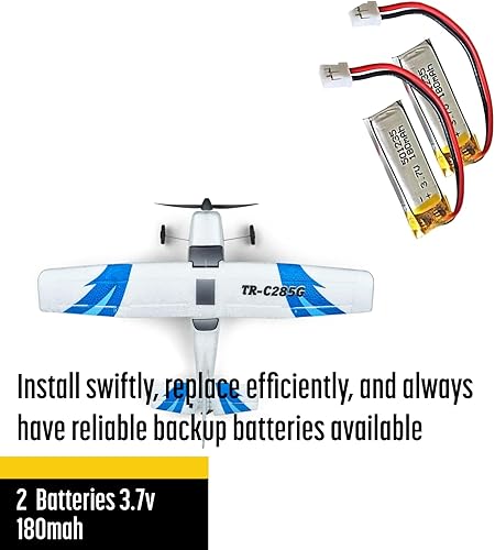 Miniatura 4 de Top Race Paquete de 2 baterías de repuesto para avión RC, compatible con modelos TR-C285 y TR-C285G, juego de 2 – Mejora tu tiempo de vuelo –