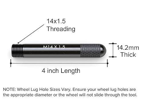 Miniatura 2 de Herramienta de guía de pernos de alineación de colgadores de rueda de acero negro  Roscas métricas de 14 x 1.5  Perno de rueda Herramienta mecánica