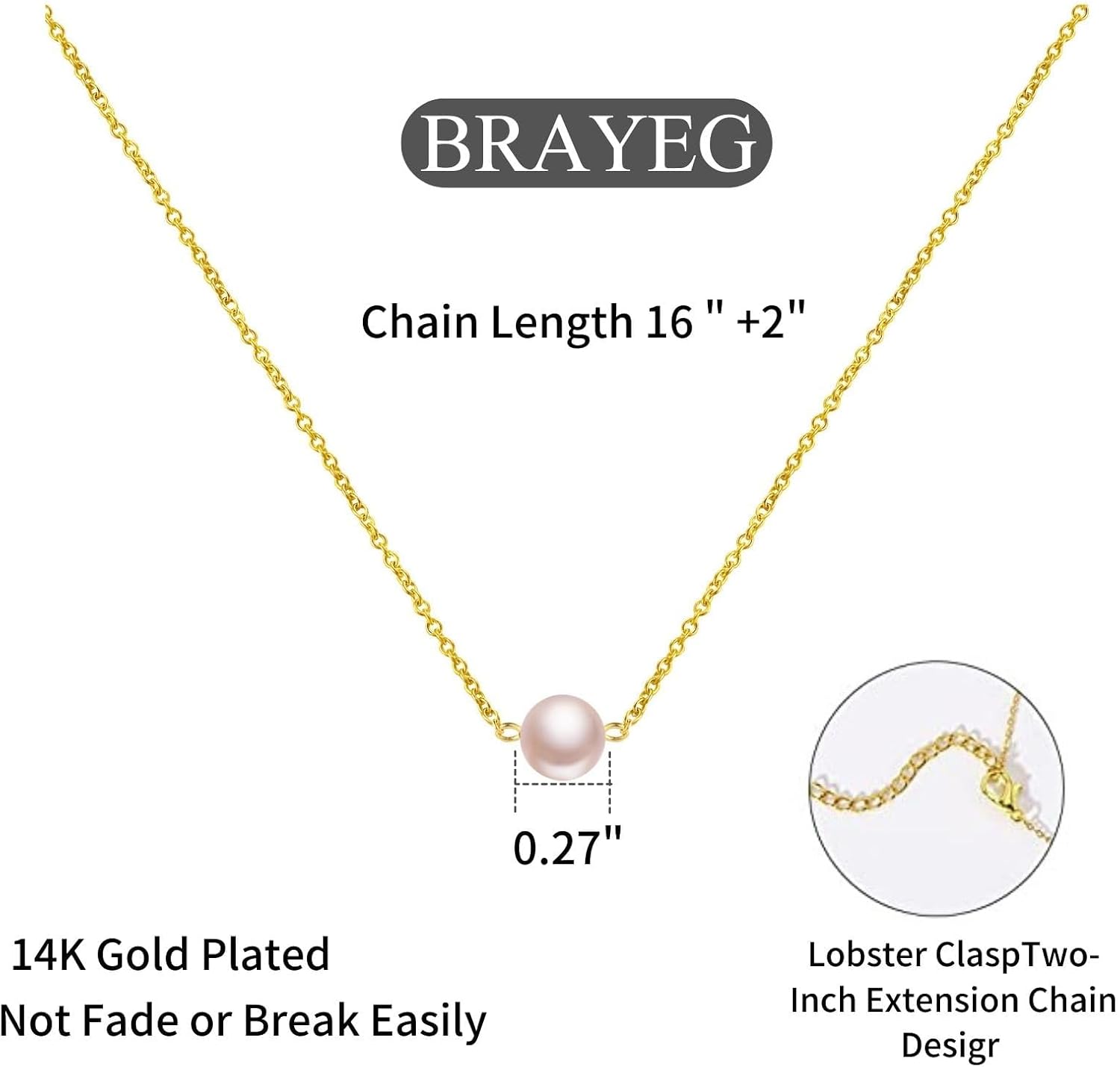 Pearl Necklace for Women Trendy,14k Gold Plated Necklace Dainty Wedding Necklace Small Cute Choker Necklaces Beaded Lariat Drop Vintage Waterproof Jewelry for Womens mom Gold Jewelry Fashion Gifts