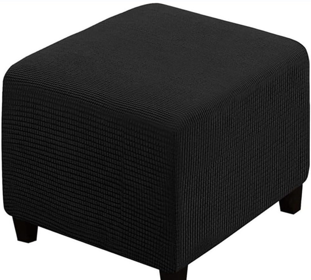 Swj-Swjssb Black Stretch Corduroy Ottoman Slipcover,Square Footstool Cover Large Brown Grey Footrest Pouffe Protector Covers With Elastic Bottom Washable Super Soft Ottoman Covers(,70X70 Cm)