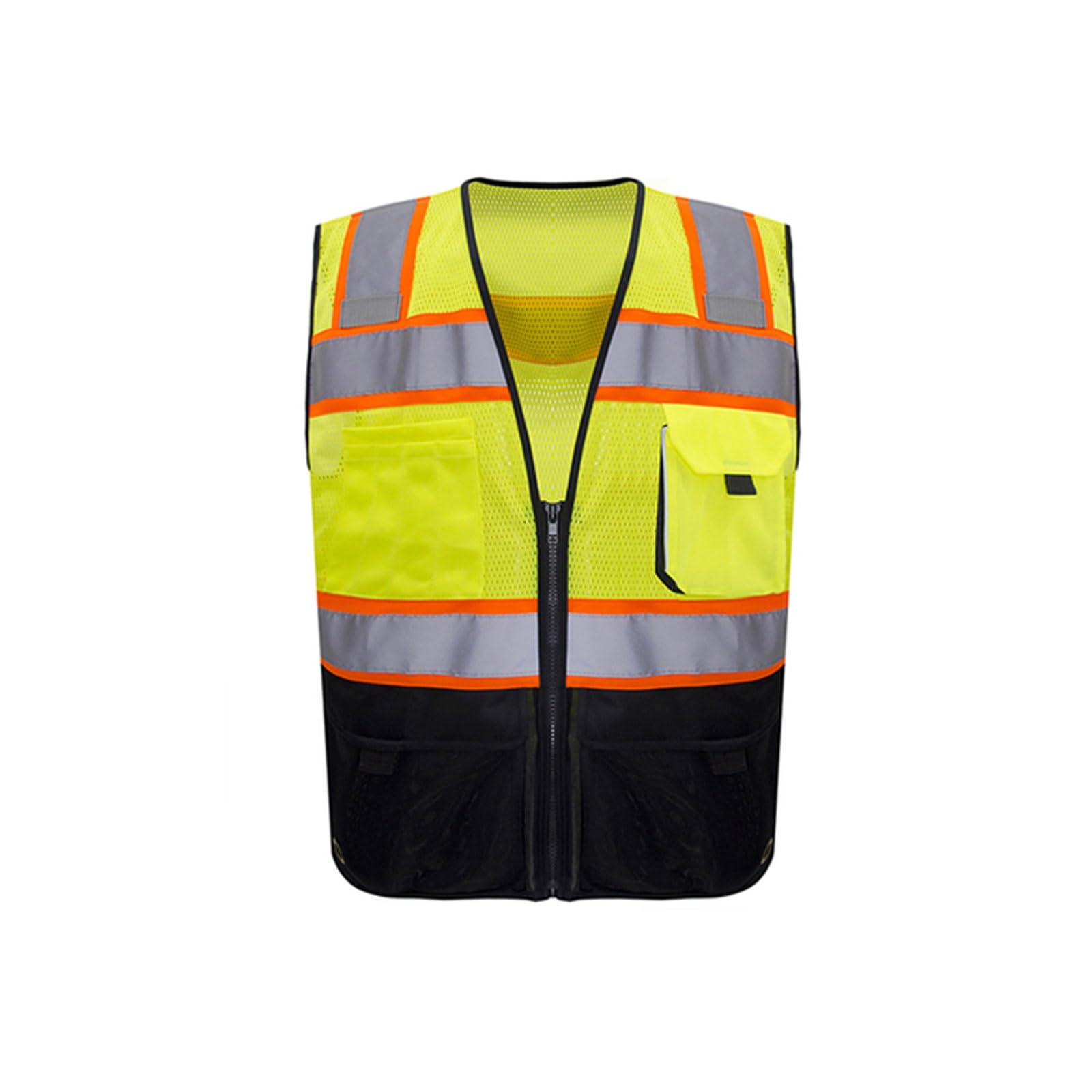esmen Chaleco reflectante de malla de alta visibilidad, chaleco de seguridad con cremallera y múltiples bolsillos for ropa de trabajo for hombres y mujeres, equipo reflectante duradero.(Geel,4XL)