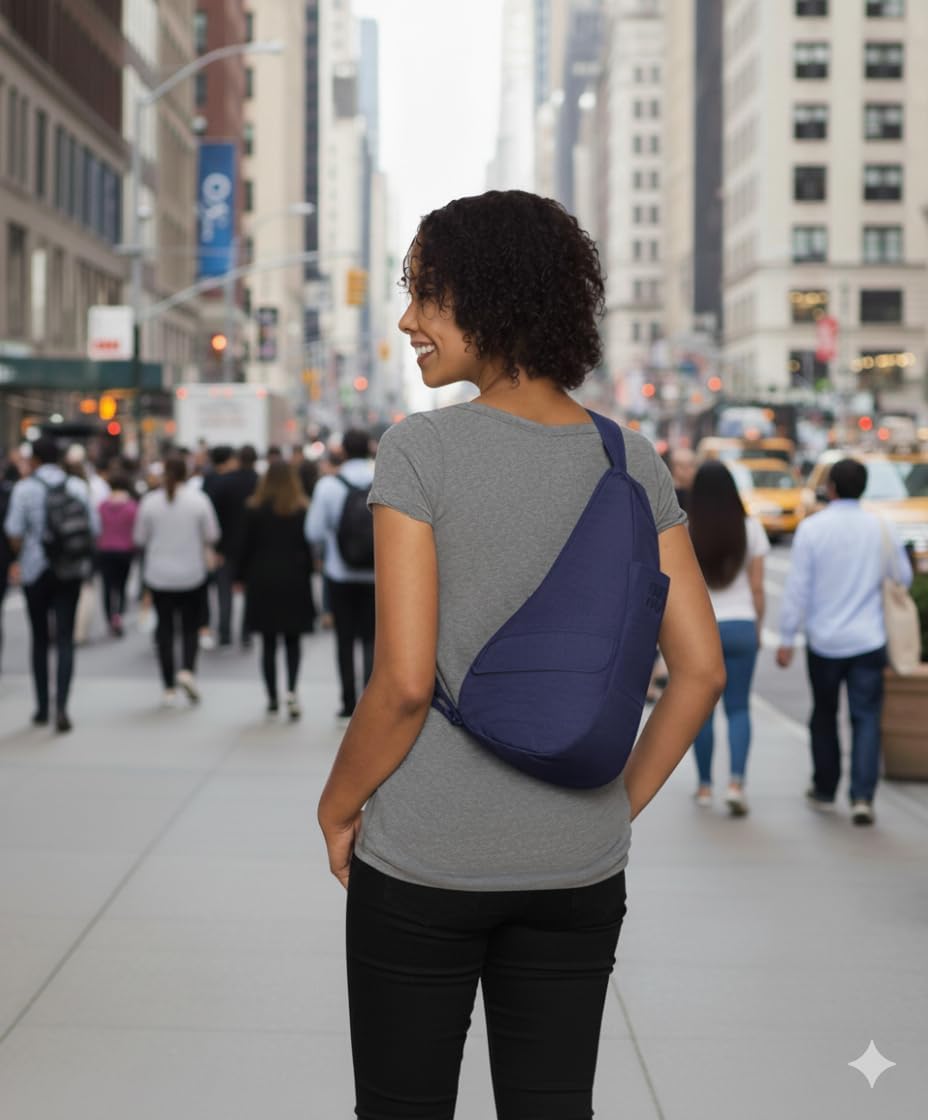 AmeriBag 15" Nylon Healthy Back Bag Ergonomic Crossbody Sling for Everyday Use, Travel & Walking Comfort - Image 3