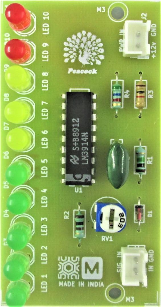 MYPCB LM3914 LM3915 10 LED VU Meter/Sound Level indicator for Audio Amplifiers - Assembled Board (B0D1GLSH3X) Amazon Price History, Amazon Price Tracker
