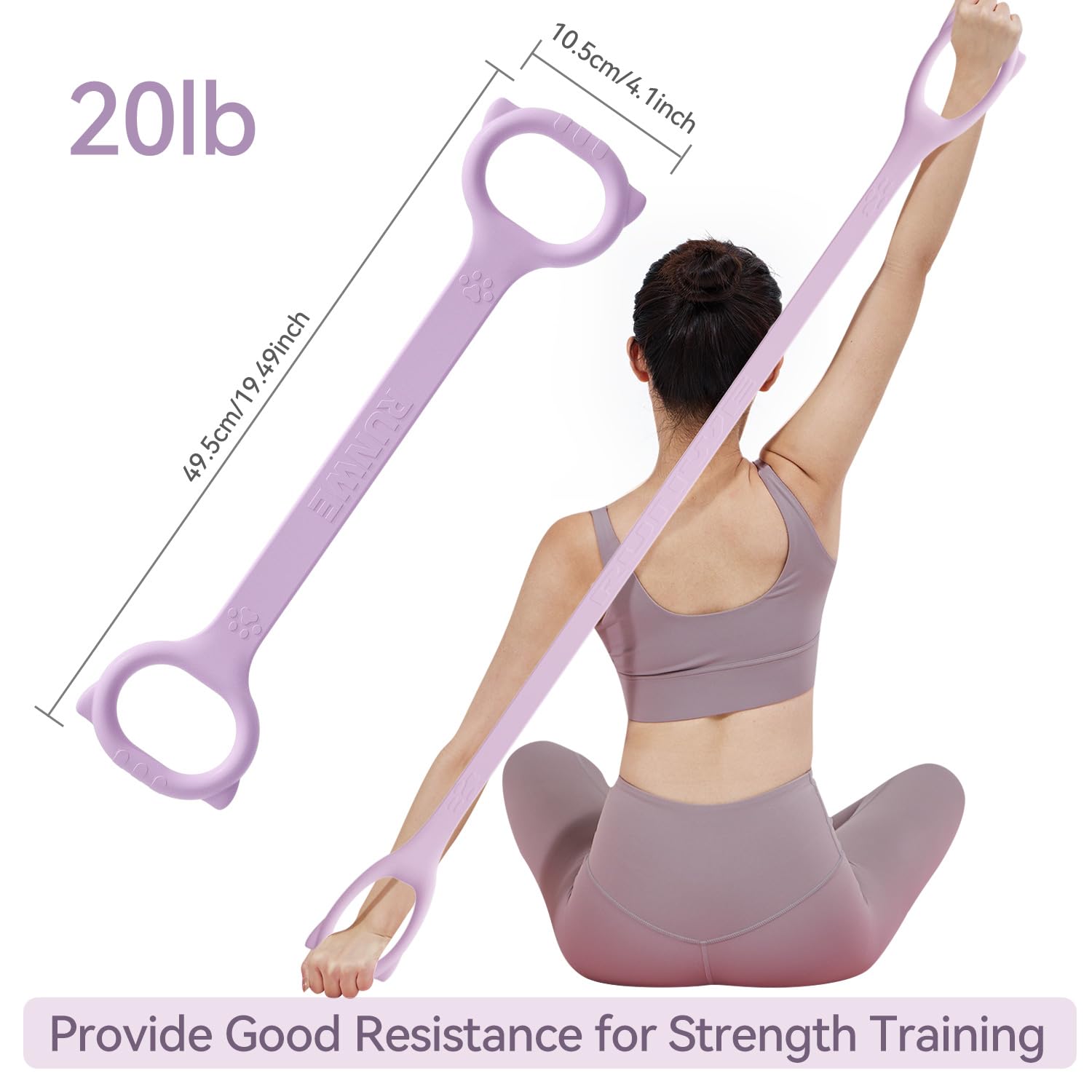 Figura 8 Banda de resistencia para entrenamiento, 3 elasticidades opcionales, 20, 30, 40 libras, más gruesa y duradera, para brazo, espalda, hombro, ejercicio, cuerda elástica, correas de yoga
