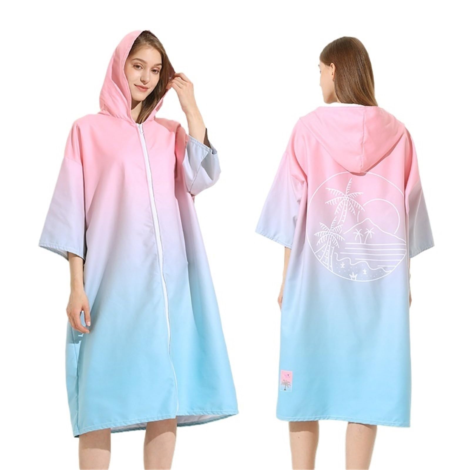 Toalla de Playa Grande, Traje de Neopreno, cambiante, natación, Toallas de baño con Capucha, Surf, Secado rápido, Hombres y Mujeres, Bata de baño(Pink Blue)