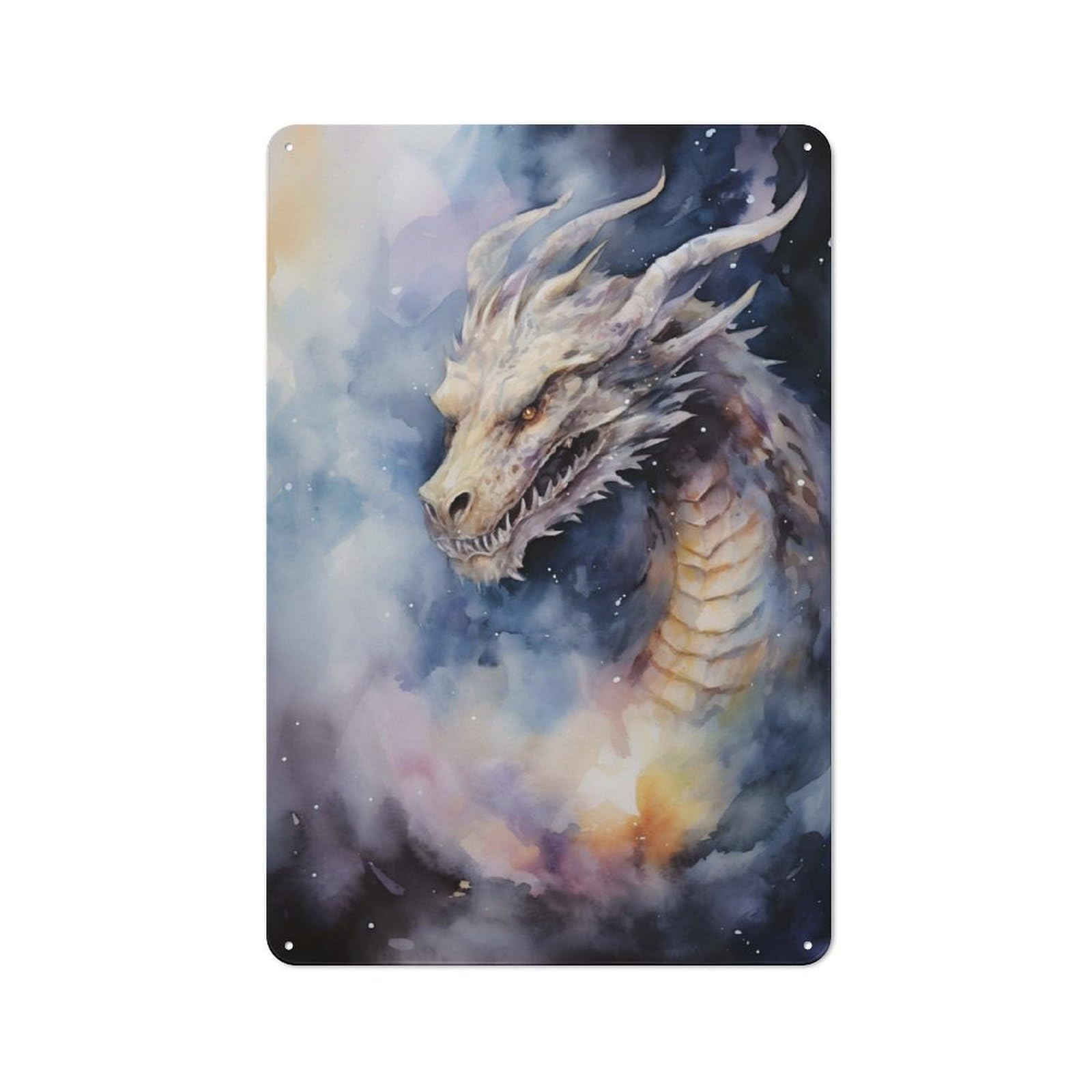 Junmoney Head Of A Dragon Vintage Tin Sign 30X20cm With For Guest Room Or Hallway, Suited To Wall Displays In Guest Rooms And Hallways