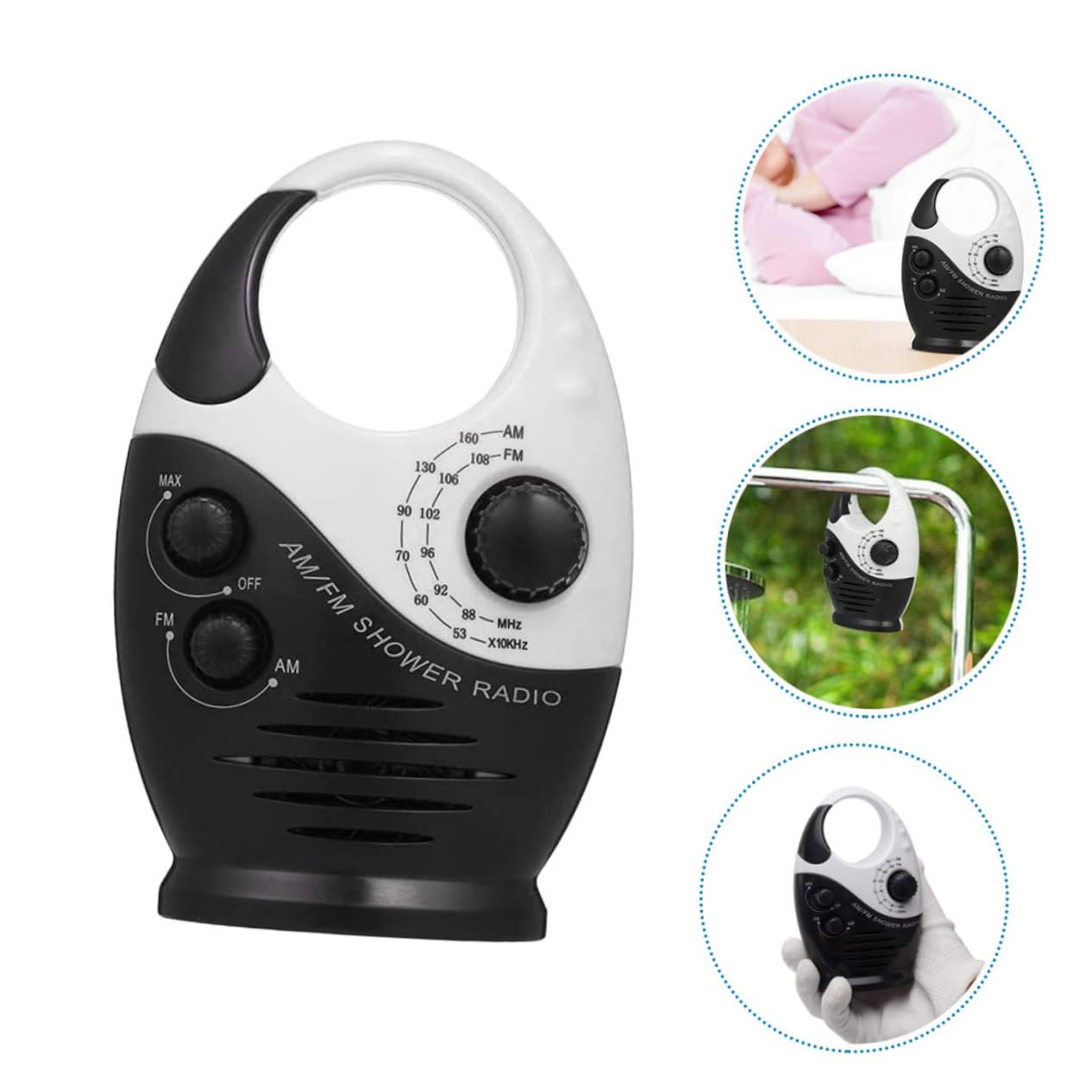 Radio Portátil para Ducha Resistente Al Agua Reproductor De Música para Baño con Altavoces y Soporte Am FM para Emergencias Exteriores