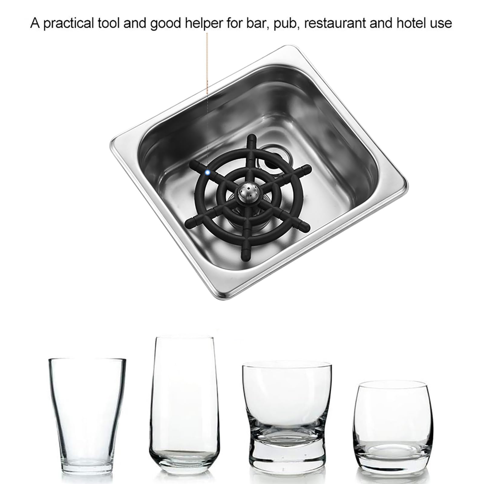 Lavabicchieri Lavandino Brocca Acciaio Inox Sciacquatrice per Bicchieri Lavandino Automatico Attacco Lava Tazze per Hotel Bar Caffè Latte Tè Tazza
