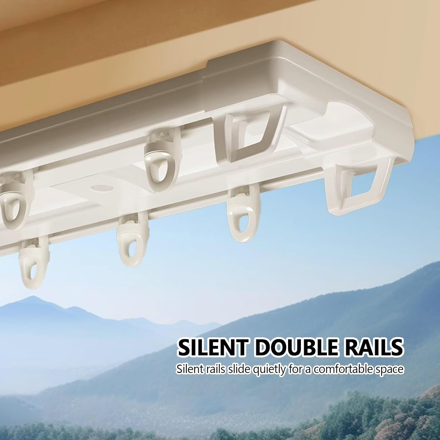 Mute aluminum double curtain track, Silent curtain track for windows, mount ceiling slider rail, Modern Decorative Integrated design, Hang blackout curtains, for bedroom hospital living room