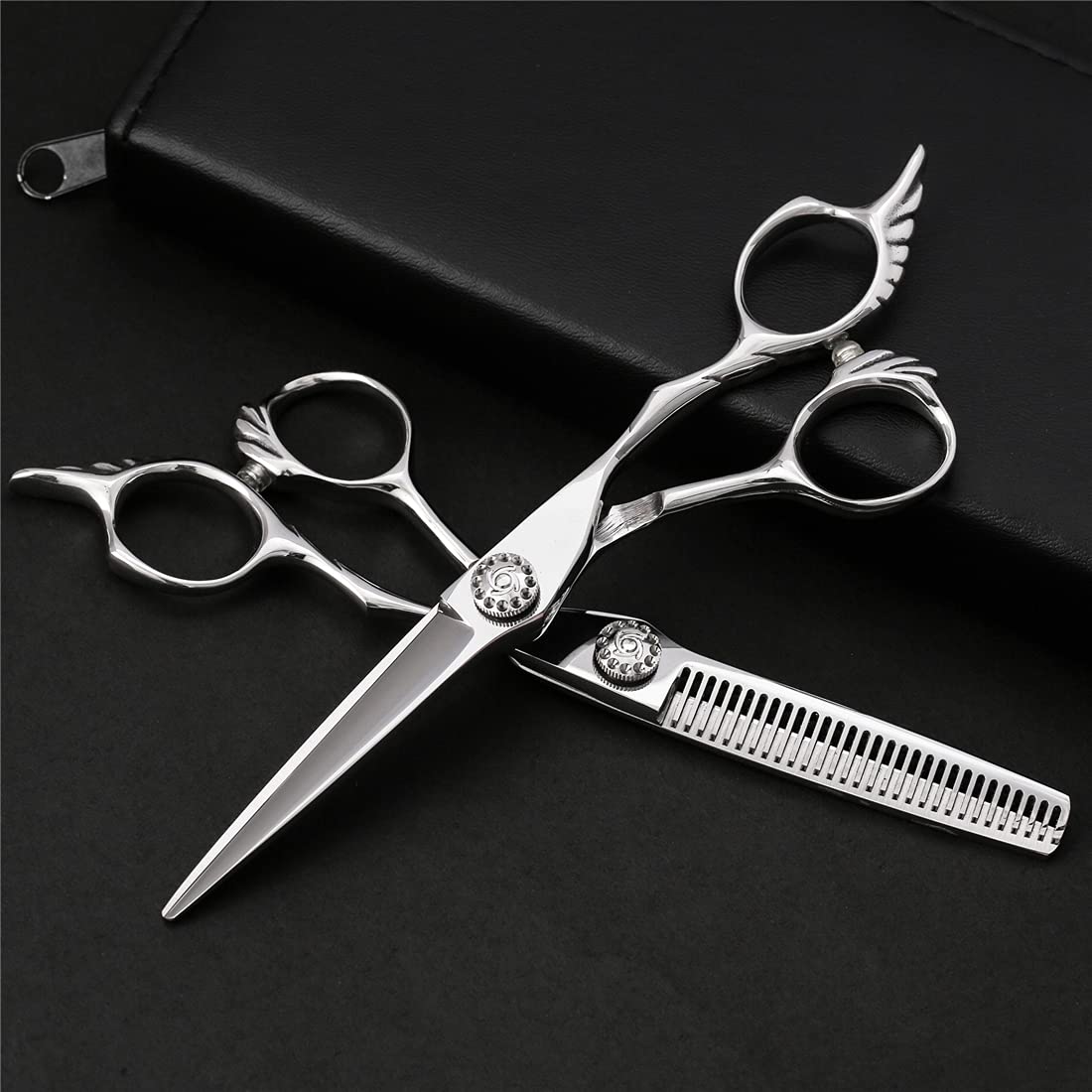 Set di Forbici per Parrucchiere, con Forbici di Assottigliamento in Acciaio Inox, Pettine, Mantello E Clip, Set di Cesoie da Taglio per Capelli, per Barbiere, Salone, Casa