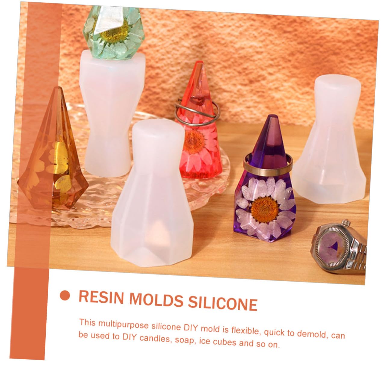 Uonlytech 3 set Stampo In Argilla Per La Creazione Stampo In Silicone Per Portachiavi Stampi In Silicone Per Resina Epossidica Accessorio Per Gioielli Stampo Per 4 pezzi*3