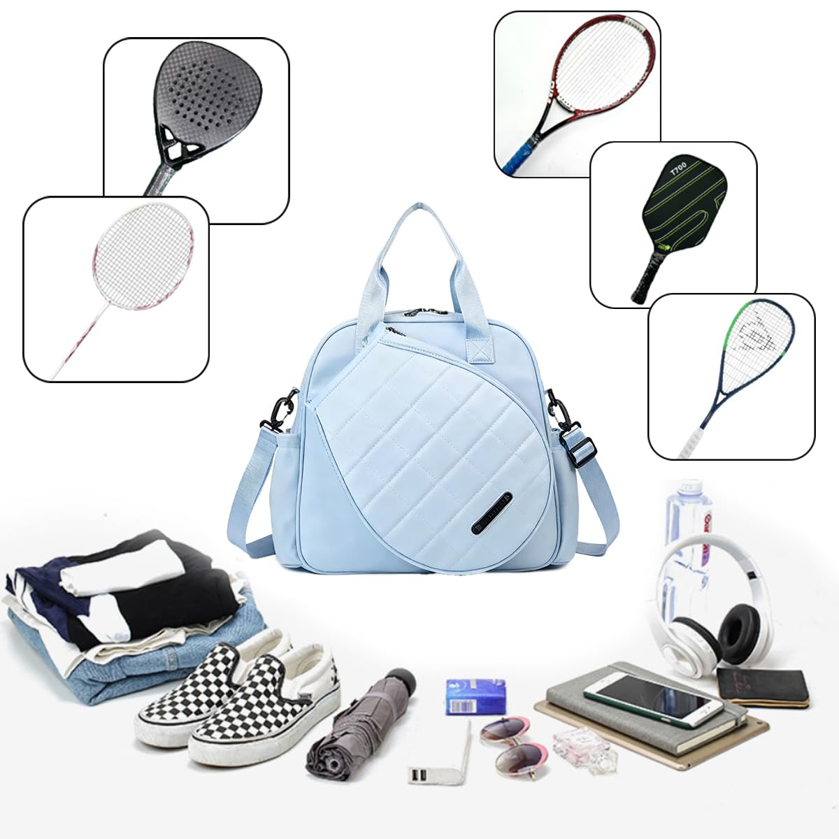 TentHome Paletero Padel Mujer Hombre Ligero, Bolsa para Padel y Tenis Impermeable, Raquetero Tenis Gran Capacidad, 22L
