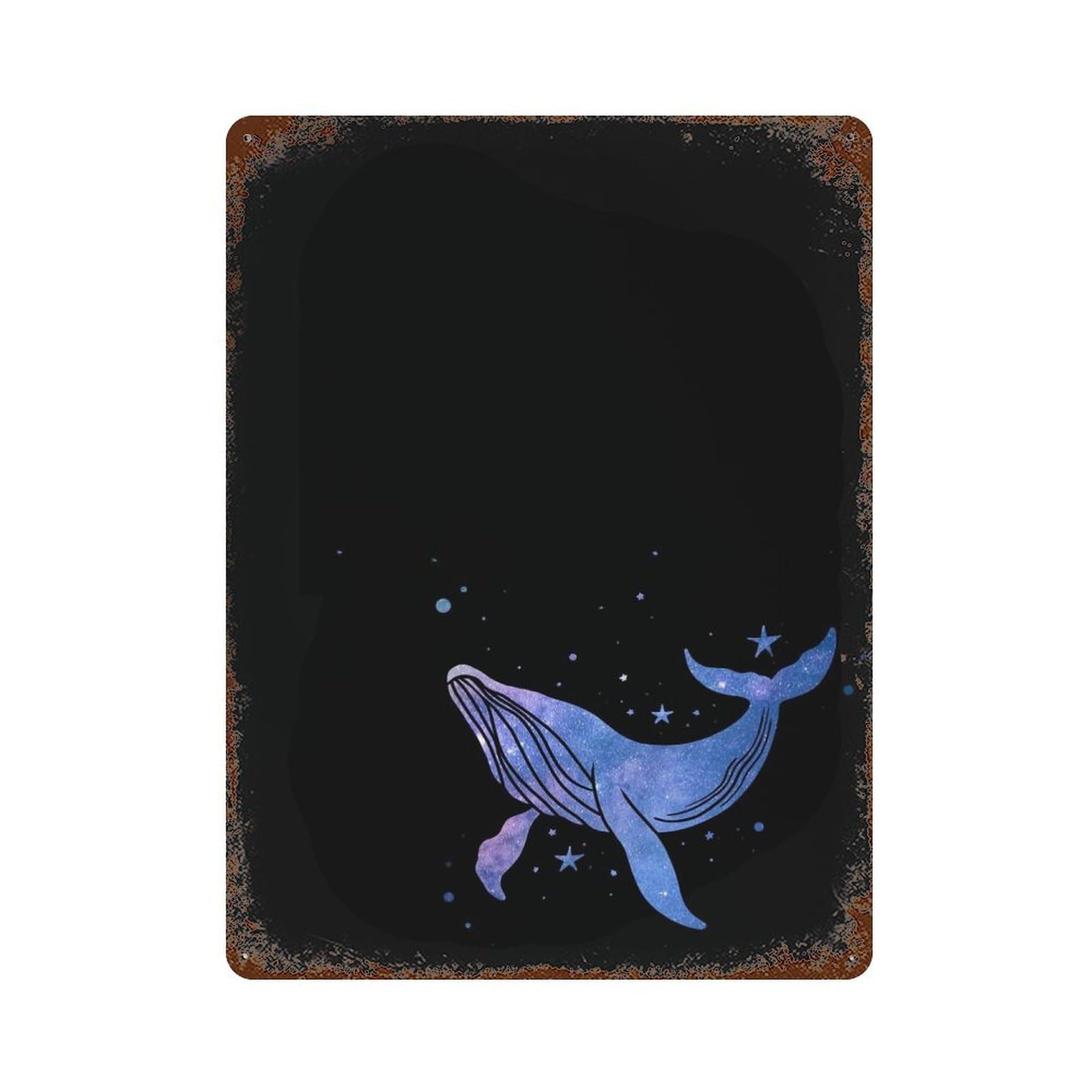Rust Effect Galaxy Whale Rusty Metal Tin Sign 15.7"x11.8", Farmhouse Wall Decor for Shed, Workshop And Garage Wall Decor