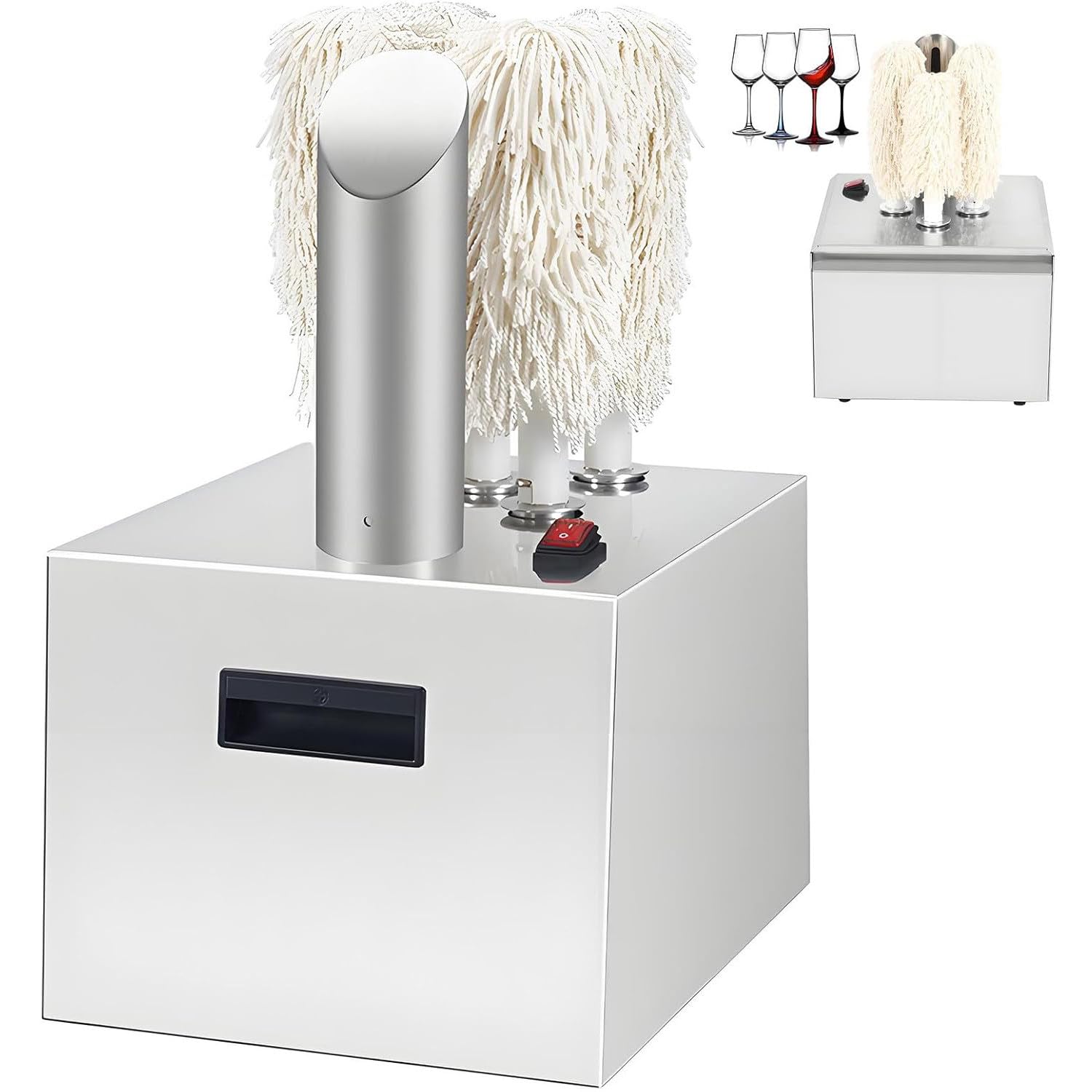 JKJZSALJ Commercial Electric Glass Polishing Machine With Warm Air Blower, 360°Cleaning, Waterproof Switch, For Bars And Restaurants,3Head