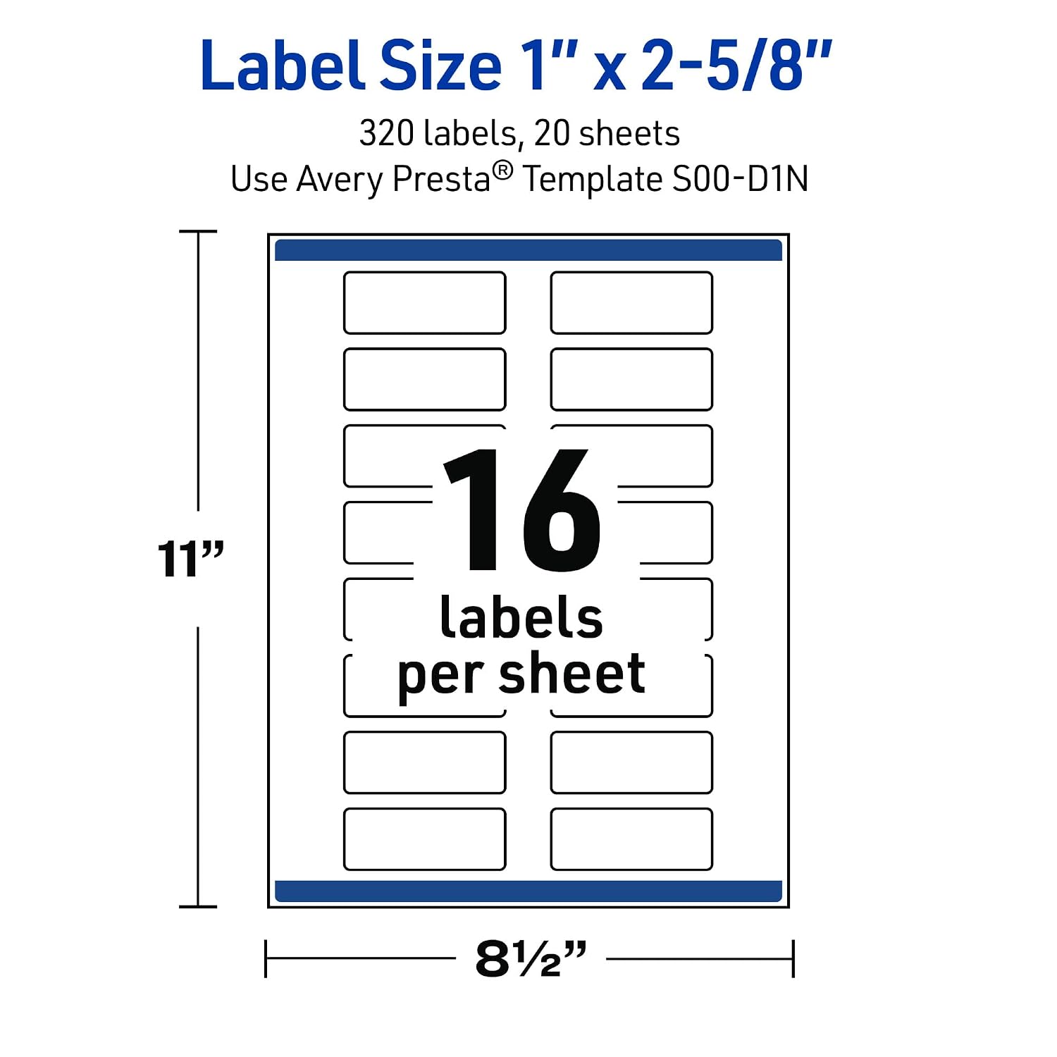 Avery Printable Rectangle Labels, 1" x 2-5/8", Matte White, Pre-Printed Dipped Gold Edge Design, Sure Feed Technology, Laser & Inkjet Compatible, 320 Total