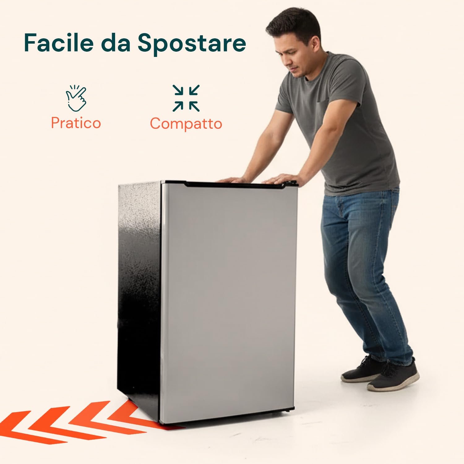 Avilia - Congelatore a Cassetti 80L con 3 Scomparti Estraibili e Porta Silver Elegante, Struttura Compatta da 47x44,5x83,5 cm, Facile da Posizionare e Perfetto come Congelatore Verticale