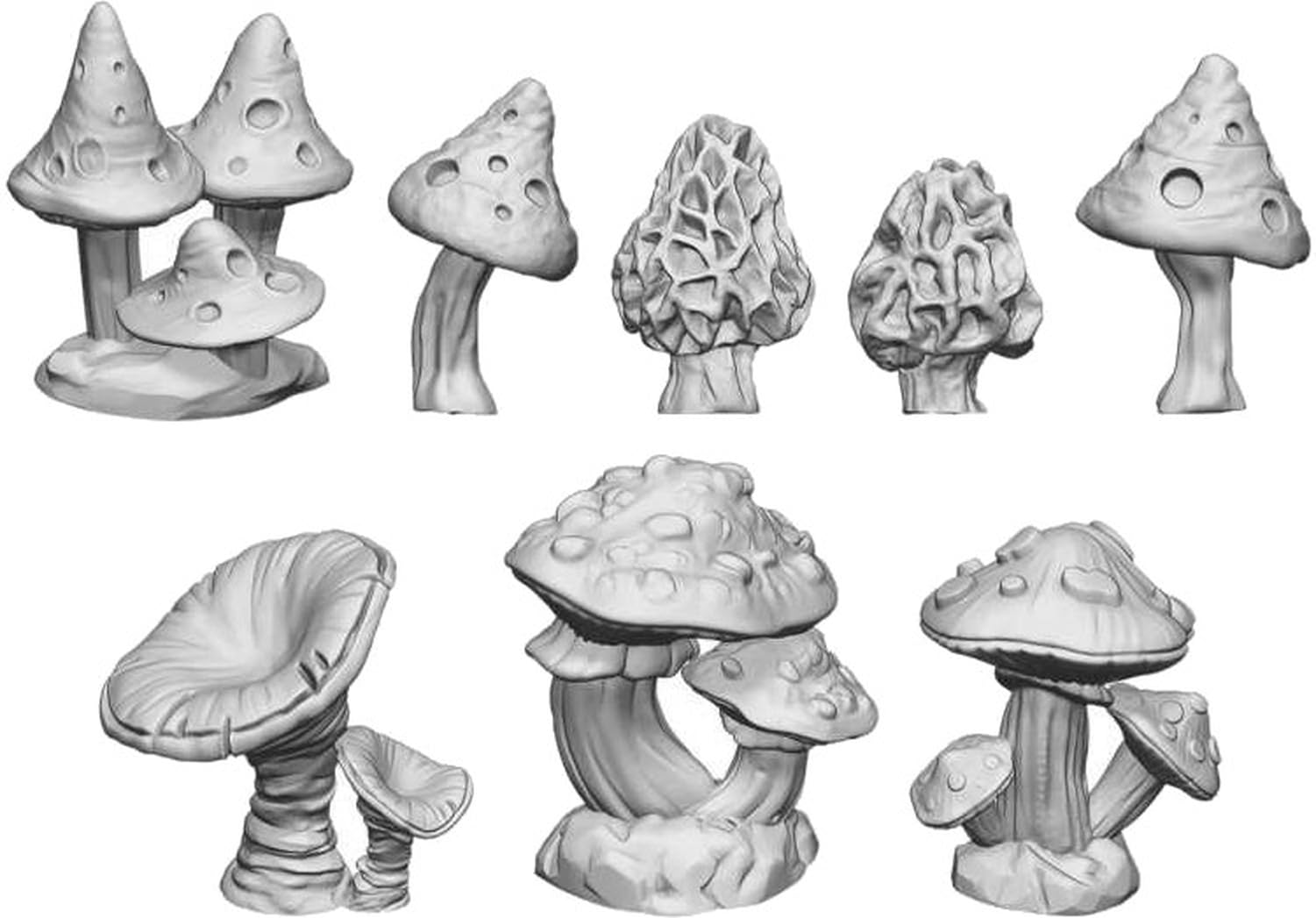 Green Stuff World 3D Printed Resin Bits - Wild Mushrooms Xl 1:48