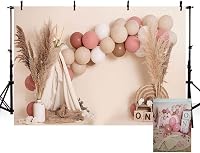 MEHOFOND Rózsaszín Léggömb Boho Sátor 1. Születésnap Fotóháttér 8x6ft Parti Dekoráció 1
