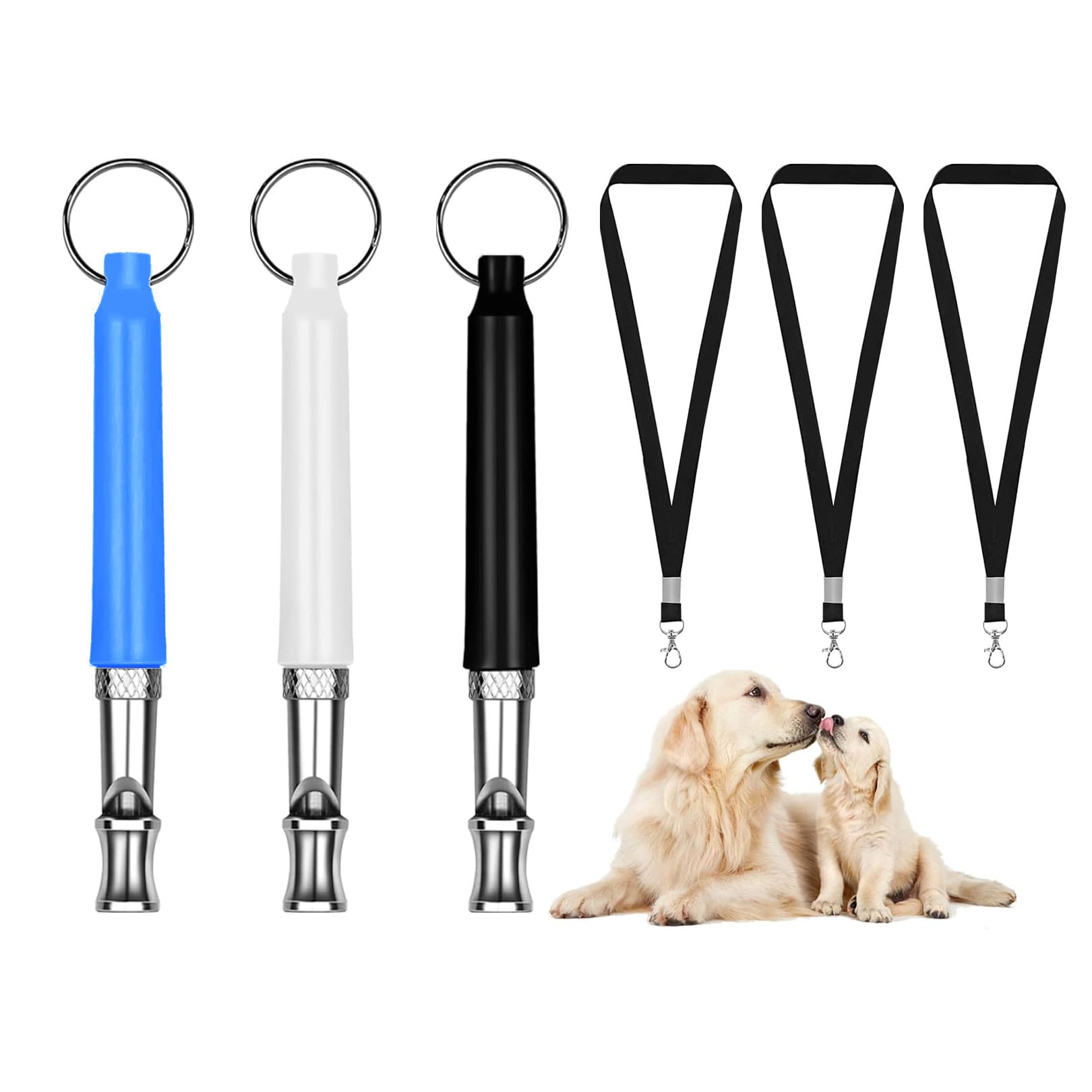 3 Stück Hundepfeife Rütter Rückruf, Hundepfeife Hochfrequenz Lautlos, Metall Hundepfeifen, Einstellbar Erziehungshilfen für Hunde, mit Lanyard für Hören Sie Auf Zu Bellen und Trainieren Sie Ihren Hund