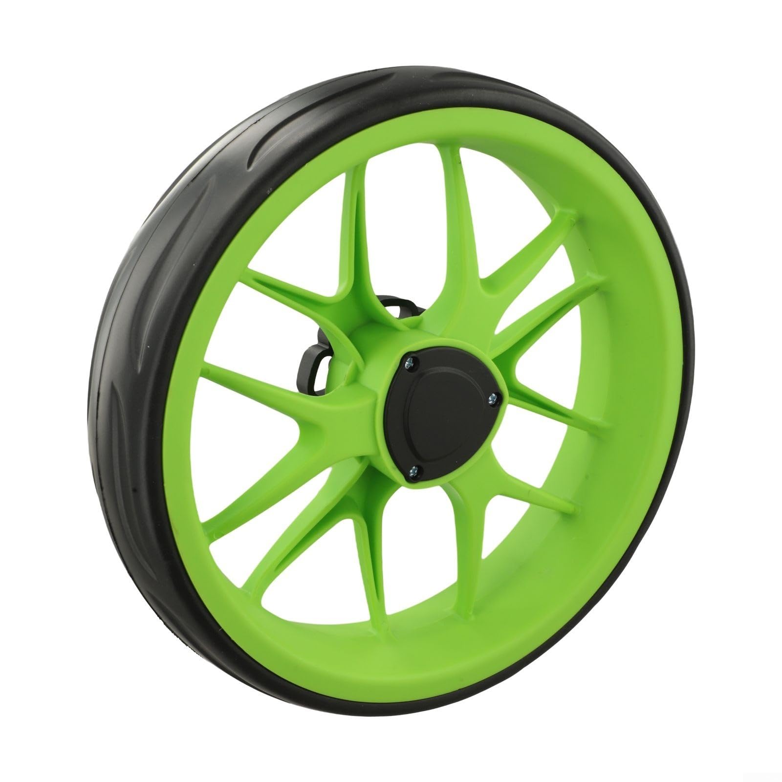 Push-Pull Golf Cart Wheel, 10-Inch EVA Foam Trolley Replacement with 10mm Axle,Plastic Core for Golf Equipment Repair(Green)