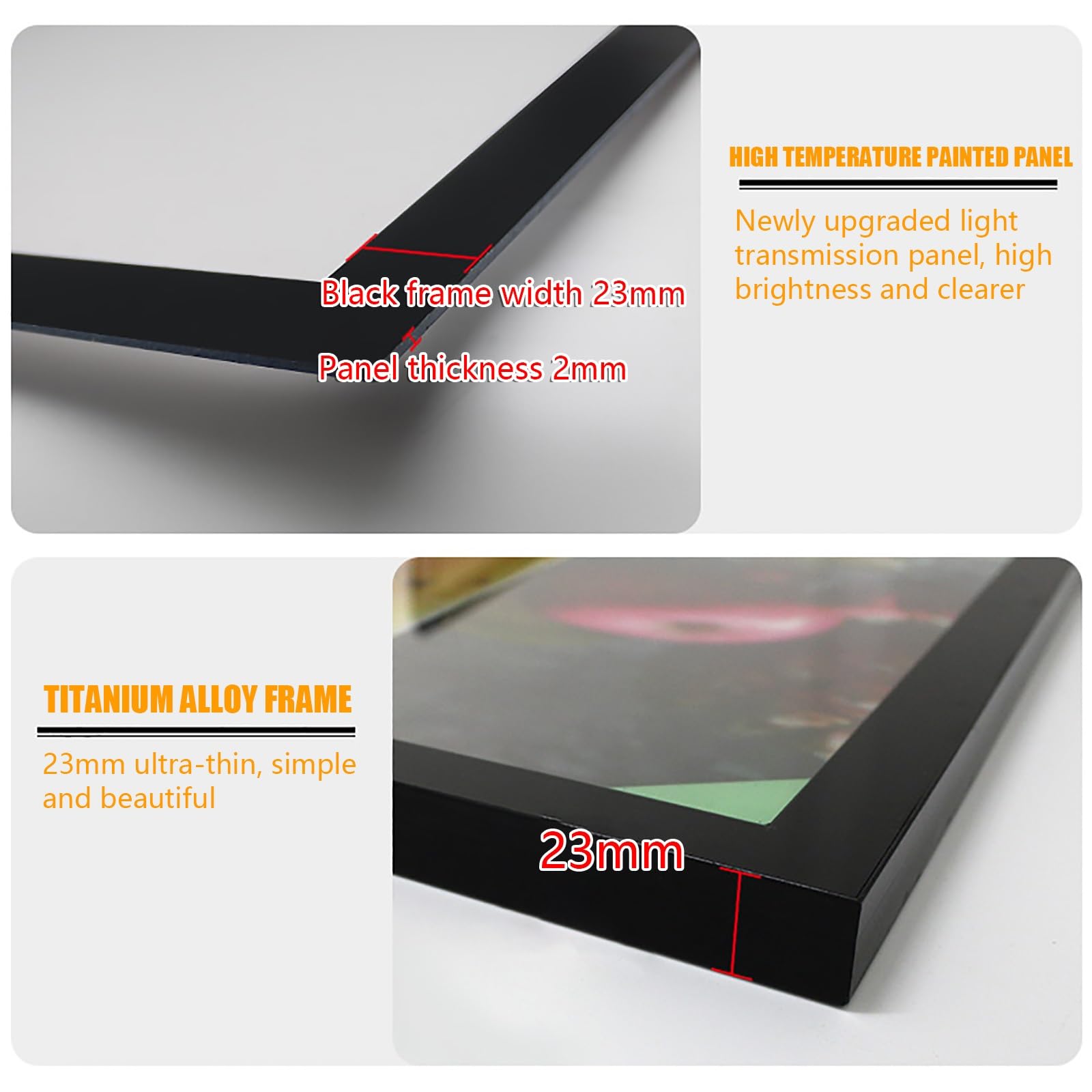 Tablica menu LED do montażu na ścianie, wyświetlacz 3D, podświetlana wysoka jasność, stop tytanu, łatwa instalacja do użytku komercyjnego, grubość 2,3 mm