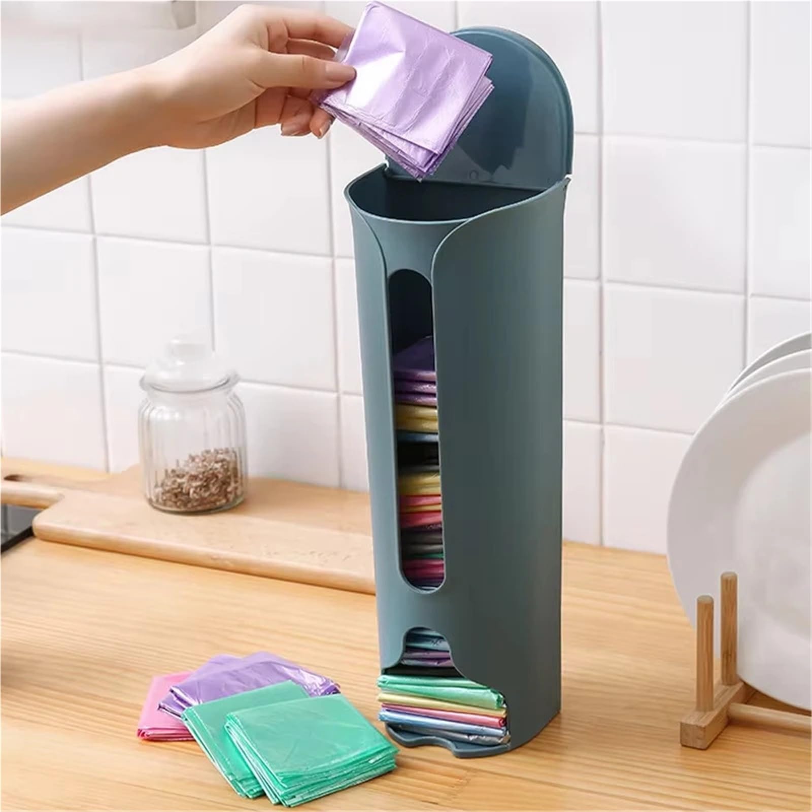 Dispensador De Bolsas De Basura Bolsa de Basura for Colgar en la Pared, Caja de Almacenamiento de plástico, dispensador de Bolsa de Basura for baño, Accesorios de Cocina, 2 uds.(Gray)