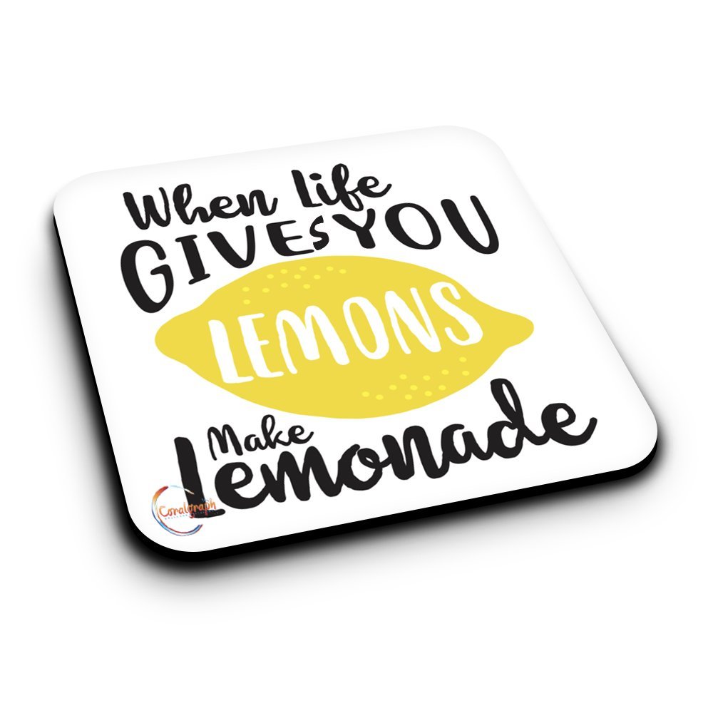Coralgraph Inc Er111 When Life Gives You Lemons Make Lemonade Novelty Present Gift Printed Mdf Wooden Coaster