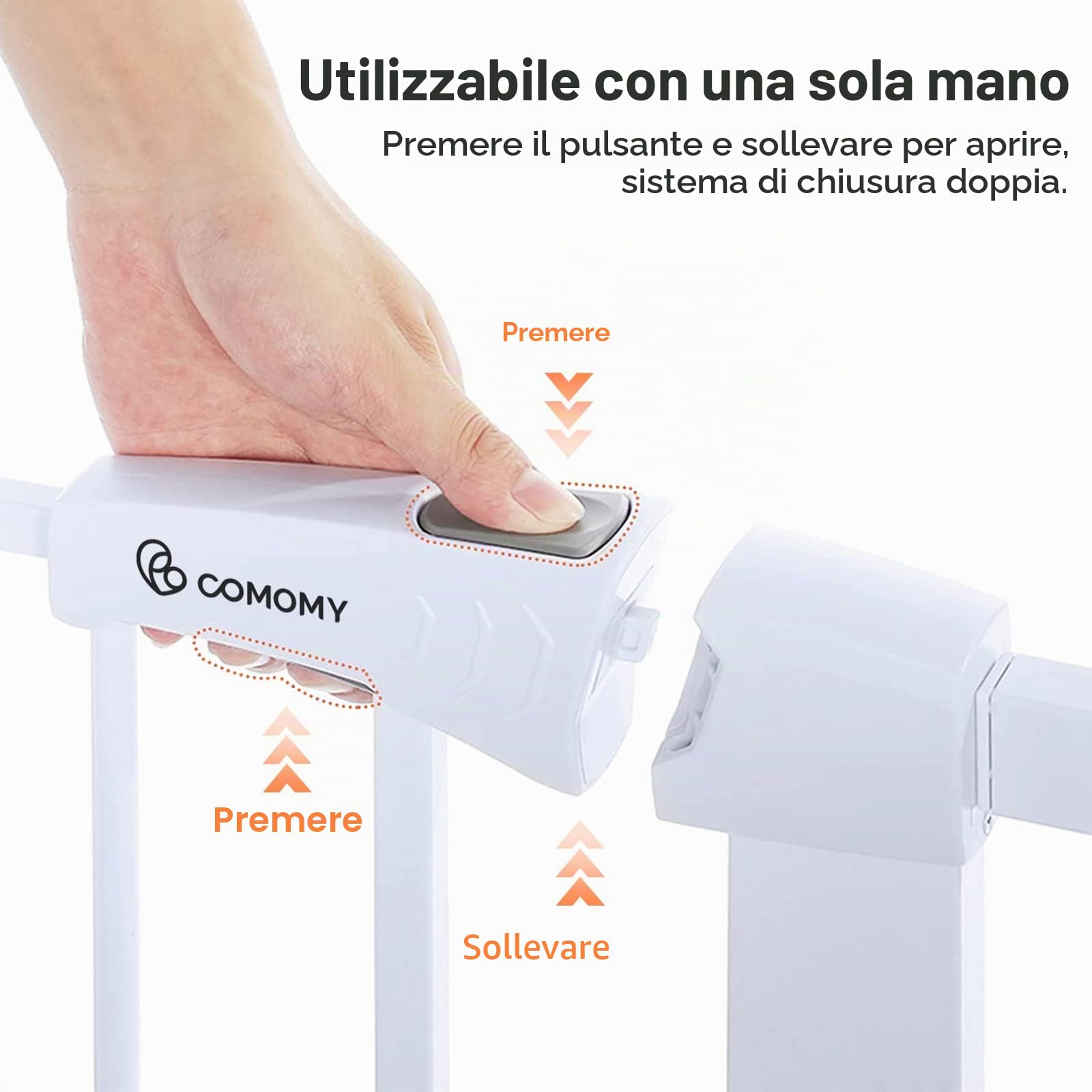 COMOMY Cancello per Cani, 75-103cm Extra Largo Cancelletto Bambini con Porta per Gatti, Cancellino di Sicurezza Montato a Pressione, Chiusura Automatica, 76cm Alto