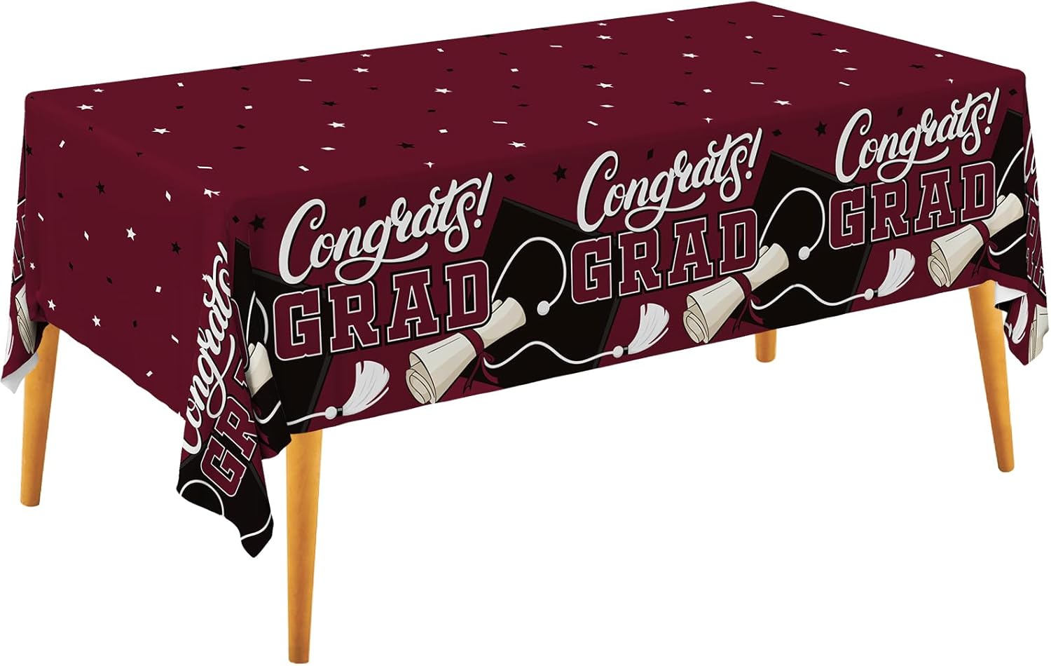 Gatherfun Graduation Decorations 2025 Kit - 2 Pcs Maroon Gongrats Grad Tablecover for Party Decorations?Graduation Plastic Table Covers 54"x108"