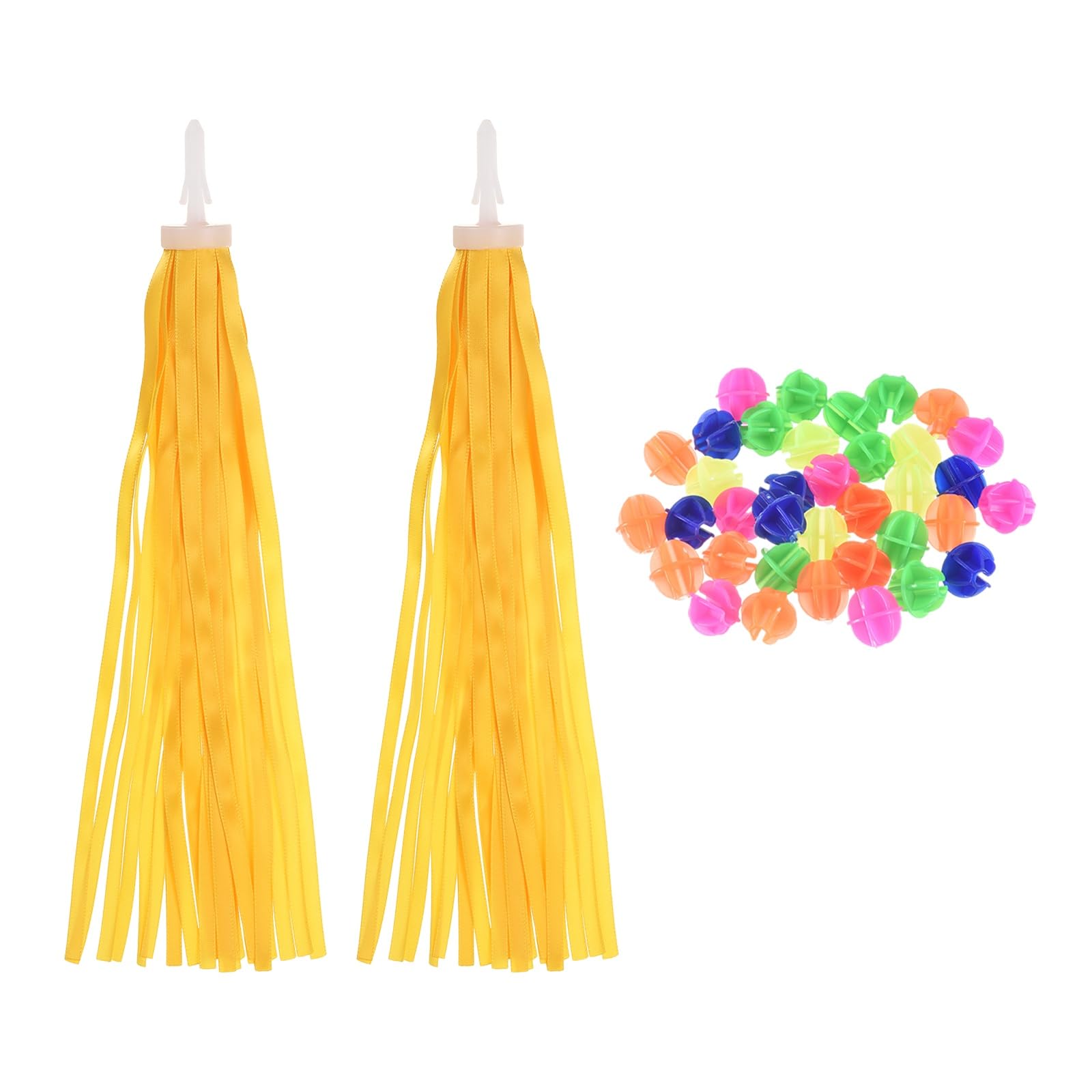YELARXI Bike Streamers, Handlebar Tassels Grips Ribbon Bike Accessories Decorations with Colorful Bicycle Spoke Oval Decor Beads for Bicycle Tricycle Scooter Handgrip, Gold