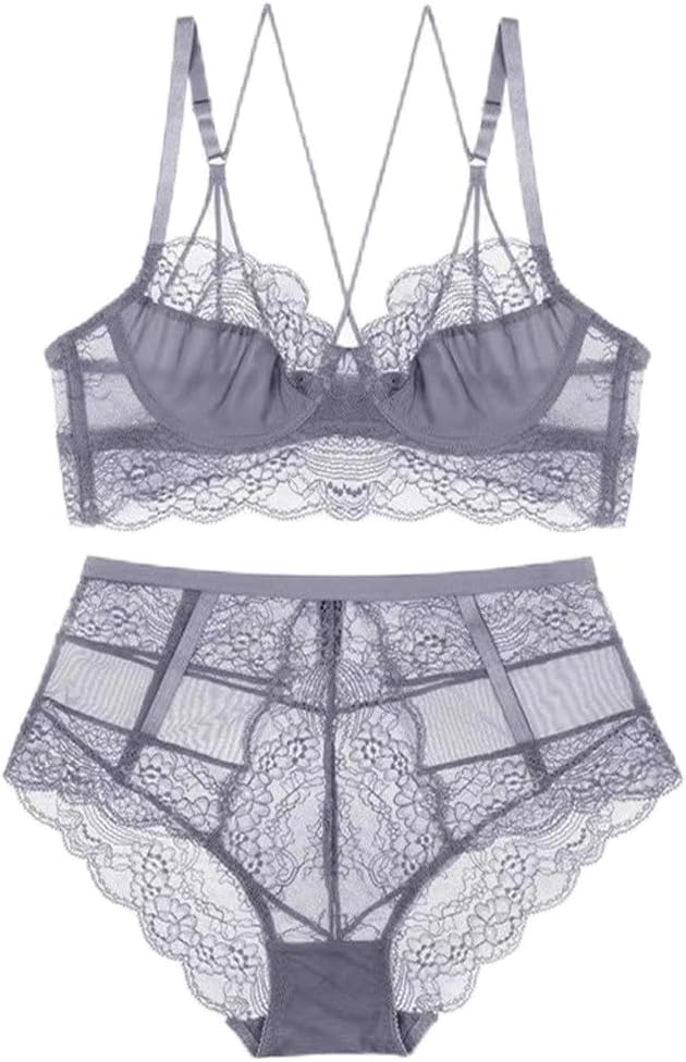 Lingerie -thin Lace Back Underwear Large Breasts Show Small Side Bra Set