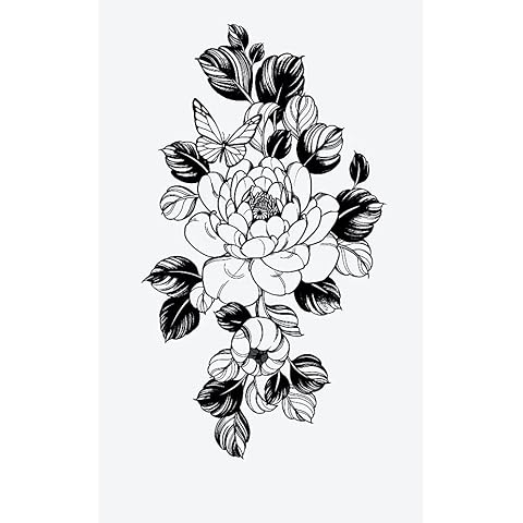 Inkbox Temporary Tattoos, Extra-Large Semi-Permanent Tattoo, One Premium Easy, Long Lasting, Water-Resistant Temp Tattoo with For Now Ink - Lasts 1-2 Weeks, Flower Tattoo 5.5x9 in, Moody Bloom Cover