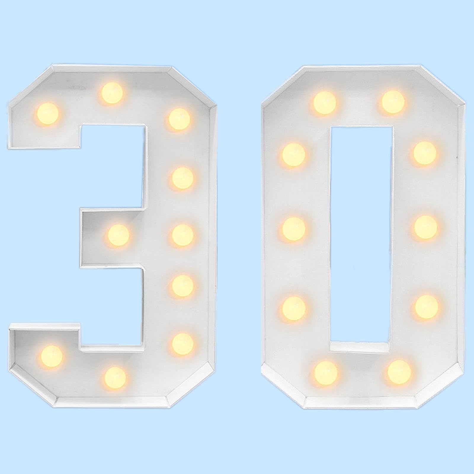 Sqwhiiy White 4Ft Marquee Light Up Numbers For 30Th 40Th Birthday Party Led Large Lighted Marquee Numbers Pre-Cut Frame Mosaic Numbers Diy Decoration (Color : Size : Number 30)