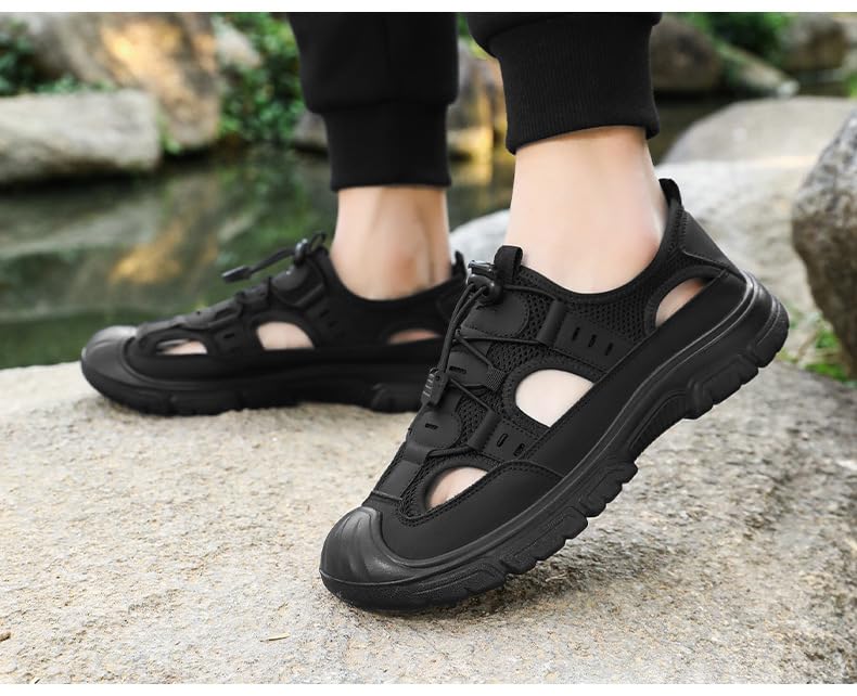 Hiking Sandals for Men – Breathable Closed‑Toe Outdoor Water Shoe, Lightweight PVC Sole, Comfortable Slip‑On Design for Mountain Trekking & Daily Adventure3