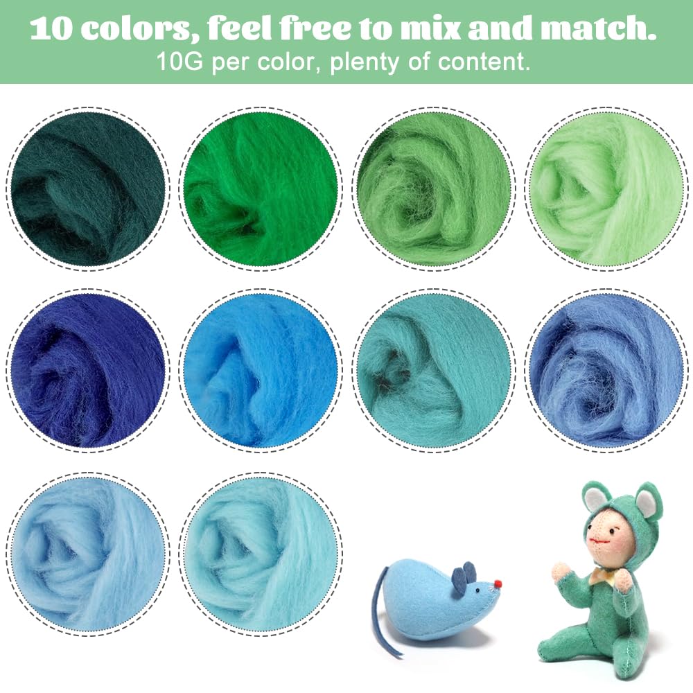 Kit Lana Cardata Per Infeltrimento - 40 Colori, 3g Ciascuno, Con Aghi In Legno, Per Fai Da Te - Foto 4