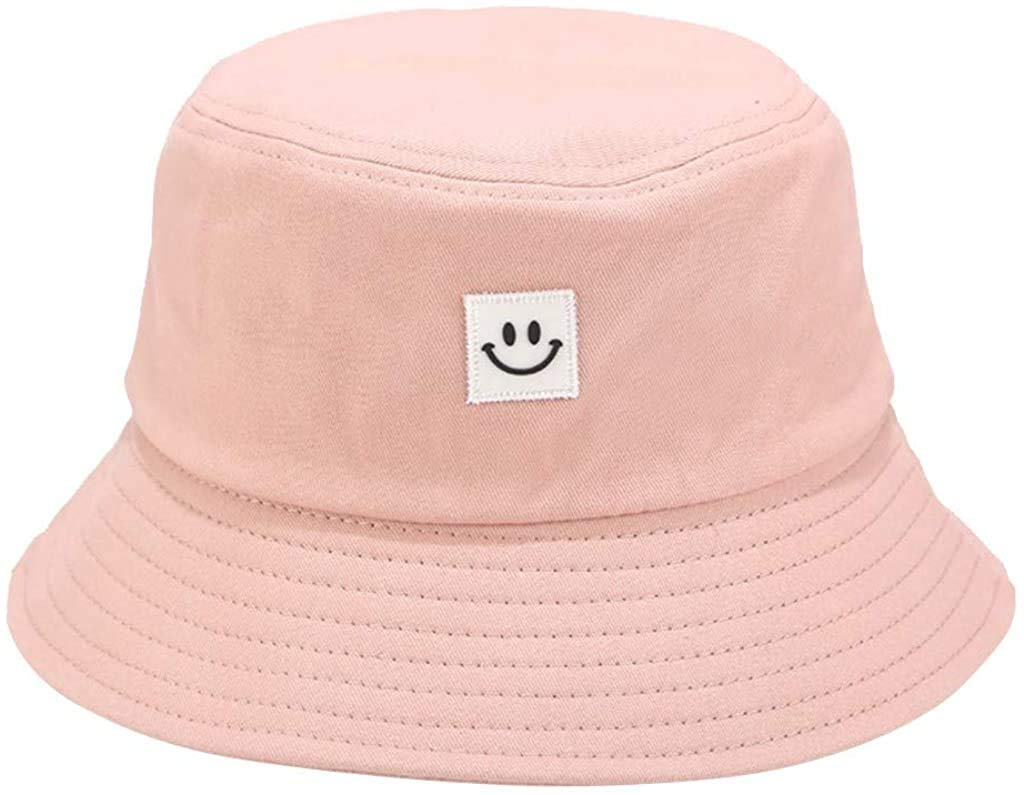 JFAN Verano Sombrero de Cubo Pescador Plegable Sombreros Sonriente Impresión Sonrisa Cara Sombrero de Sol de Playa Sombrero del Pescador(56-58cm, Adulto)