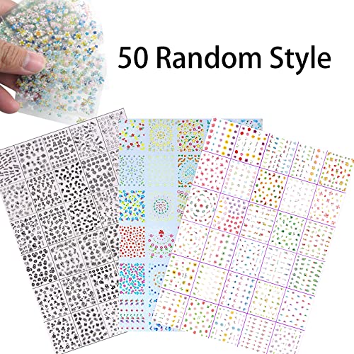 Olakin 50 Sheets Nail Art Stickers, 3D Self-Adhesive, Ultralight Water-Proof, DIY & Nail Salon - Image 3