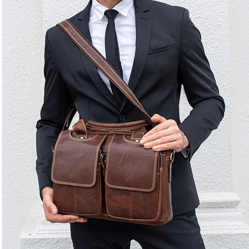 Business Handbag Vintage Large Capacity Briefcase Crossbody Bag Shoulder Bag3